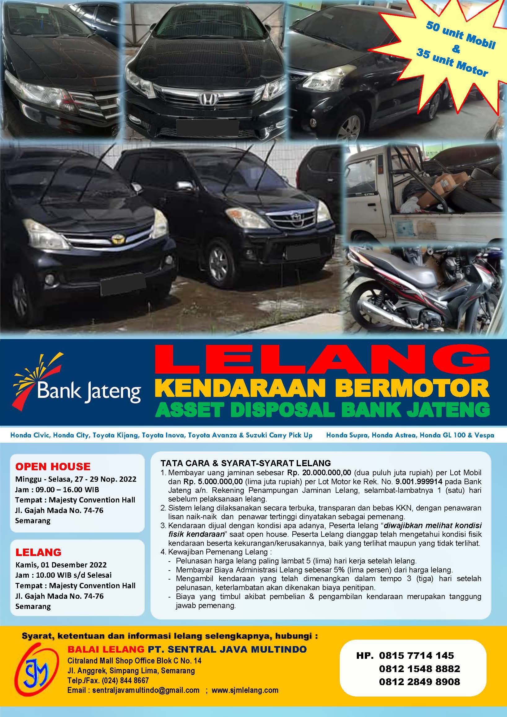 Lelang Kendaraan Bermotor Asset Disposal Bank Jateng Bank Jateng